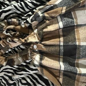 SHEIN Brown Plaid Kids Casual Dress